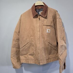 VINTAGE USA Carhartt J01 BRN 46 R (XL)Brown Fade Blanket Lined Detroit Chore Jac